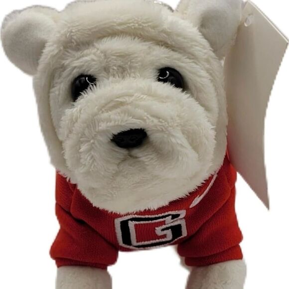 Georgia UGA Bulldogs Soft UGA Mascot Keychain Bulldogs 6" Inches Plush White Red - Picture 3 of 4